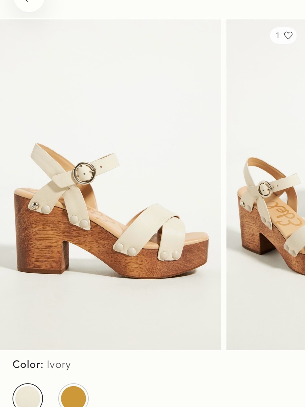 Sam Edelman Ivory Leather Platform Sandal